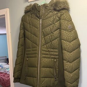 Michael Kors Olive Quilted Jacket with Logo